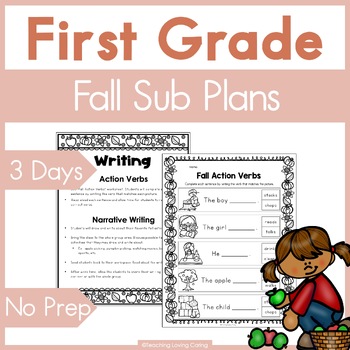 Preview of First Grade Sub Plans for Fall