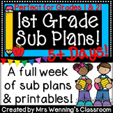 1st Grade Sub Plans! Full Week! Includes First Grade Sub Packets!