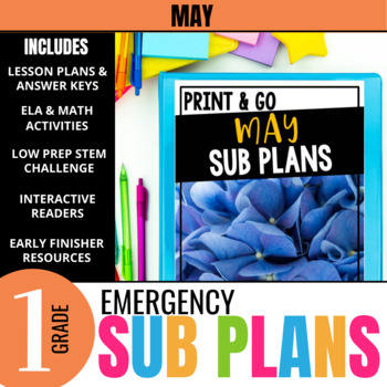 Preview of 1st Grade Sub Plans: May Emergency Substitute Plans & Activities