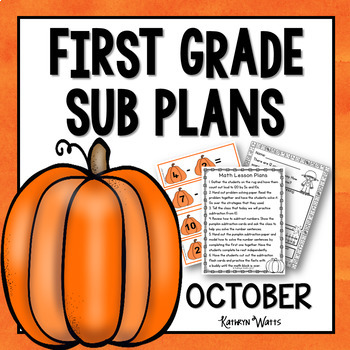 Preview of 1st Grade Sub Plans October