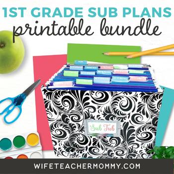 Preview of 1st Grade Emergency Sub Plans Printable Bundle