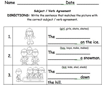 1st grade subject verb agreement 2 by krista lynch tpt