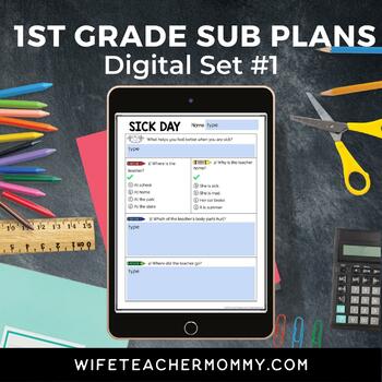 Preview of 1st Grade Sub Plans Digital Google Slides Set #1