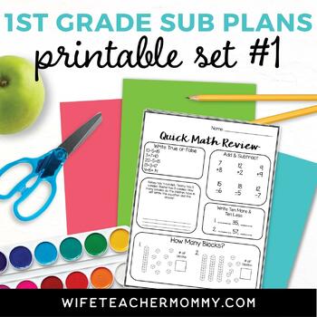 Preview of 1st Grade Sub Plans Printable Set #1