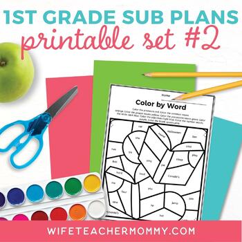 Preview of 1st Grade Sub Plans Printable Set #2