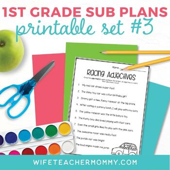 Preview of 1st Grade Sub Plans Printable Set #3