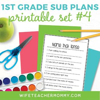 Preview of 1st Grade Sub Plans Printable Set #4