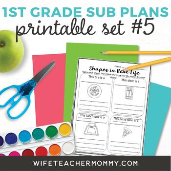 Preview of 1st Grade Sub Plans Printable Set #5