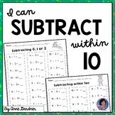 1st Grade Subtraction Fact Fluency Practice Worksheets wit