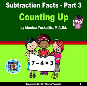 Preview of 1st Grade Subtraction Facts 3 - Counting Up 1, 2, & 3 Powerpoint Lesson