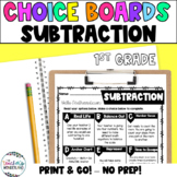 1st Grade- Subtraction Math Menus - Choice Boards and Activities