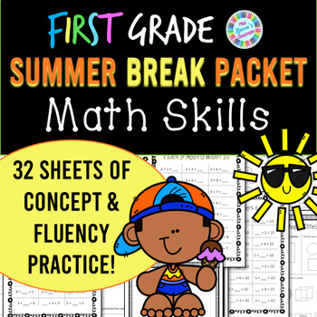Preview of 1st Grade Summer Break Math Packet / Summer School Math Packet / Math Review