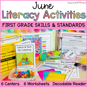 Preview of 1st Grade Summer Homophones, Pronouns & Nouns, Contractions Centers & Worksheets