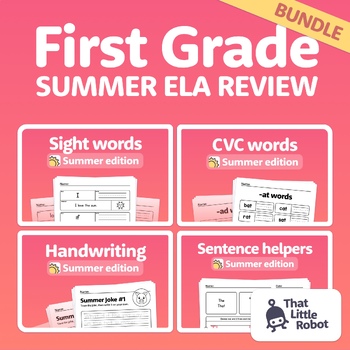 Preview of 1st Grade Summer Literacy Review | 1st Grade Summer Packet | Summer ELA Bundle