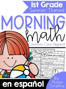 Preview of 1st Grade Summer Morning Work in Spanish | Trabajo de la mañana