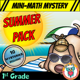 1st Grade Summer Packet of Mini Math Mysteries  (Printable