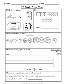 1st Grade TEKS Focus Test/Benchmark Form C-End of the Year: RTI