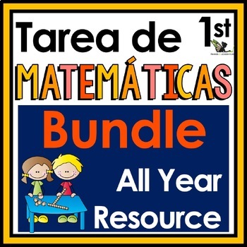 Preview of 1st Grade Math Homework in Spanish Tarea de Matemáticas Bundle w/ Digital Option