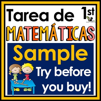 Preview of 1st Grade Tarea de Matemáticas en Español Free Sample with Digital Option