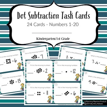 Preview of 1st Grade Task Cards - Dot Subtraction Math
