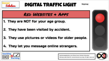 Preview of 1st Grade ELA Technology - Digital Traffic Light (Digital Citizenship)