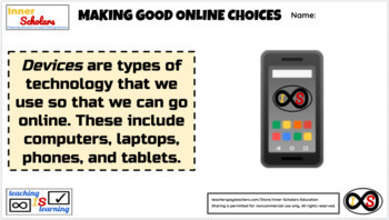 Preview of 1st Grade ELA Technology Activities - Good Online Choices (Digital Citizenship)