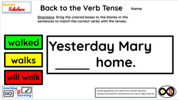 Preview of 1st Grade Technology Activities - Lesson 12: Past, Present, & Future Verb Tenses