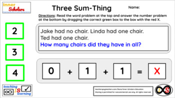 Preview of 1st Grade Technology Activities - Lesson 25: Adding Three Whole Numbers