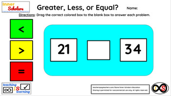 Preview of 1st Grade Technology Activities - Lesson 5: Two-Digit Greater, Less or Equal