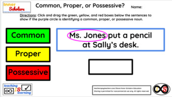 Preview of 1st Grade Technology Activities - Lesson 6: Common, Proper, and Possessive Nouns