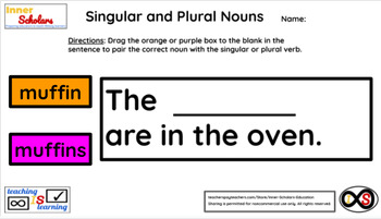 Preview of 1st Grade Technology Activities - Lesson 8: Singular and Plural Nouns