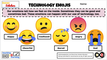 Preview of 1st Grade ELA Technology Activities - Technology Emojis (Digital Citizenship)