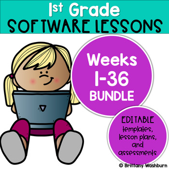 Preview of 1st Grade Technology Curriculum Software Lessons Bundle