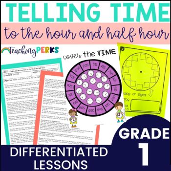 Preview of Telling Time to the Hour & Half Hour Games, Worksheets, & Activities - 1st Grade