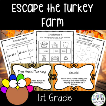 Preview of 1st Grade Thanksgiving Escape Room Activity