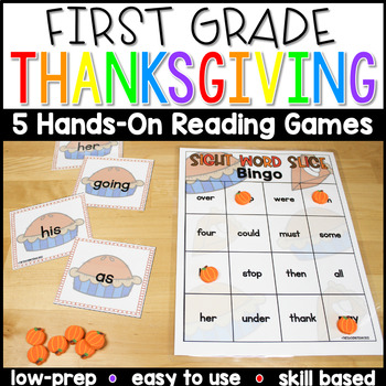 Preview of 1st Grade Thanksgiving Literacy Center Games and Activities