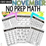 1st Grade Thanksgiving Math Worksheets November No Prep