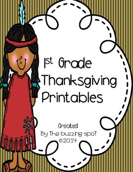Preview of 1st Grade Thanksgiving Printables