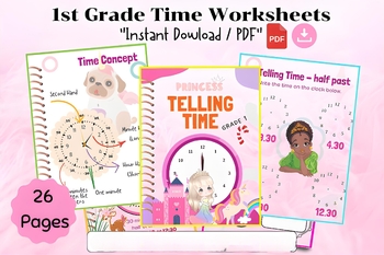 Preview of 1st Grade Time Worksheets | Telling Time to the Hour and Half-Hour Worksheets