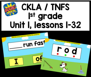 Preview of 1st Grade Unit 1 BUNDLE | CKLA | TNFS | Homework Decoding practice BOOM CARDS