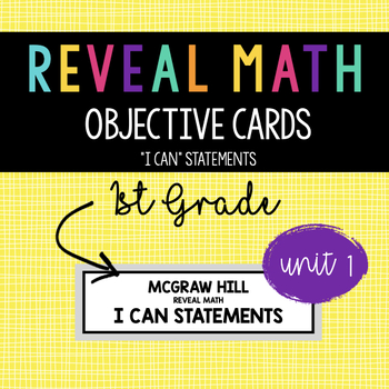 Preview of 1st Grade Unit 1 Reveal Math Objective Cards for McGraw Hill