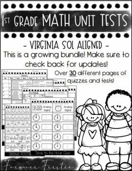 Preview of 1st Grade VA SOL Aligned Math Tests Bundle