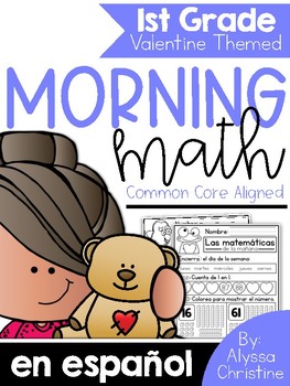 Preview of 1st Grade Valentine Morning Work in Spanish | Trabajo de la mañana