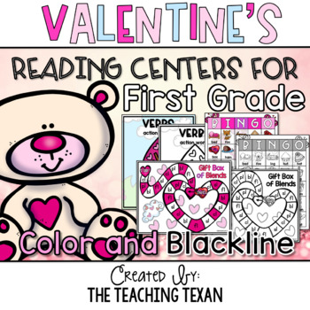 Preview of 1st Grade Valentine's Reading Center Games and Activities