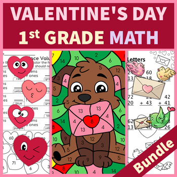 Preview of 1st Grade Valentines Day Math |  Bundle
