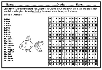 Preview of 1st Grade Vocabulary, Word Search Worksheets, Year Long No Prep, Sub Plan