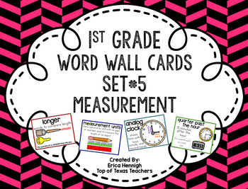 Preview of 1st Grade Vocabulary Word Wall Cards Set 5: Measurement TEKS