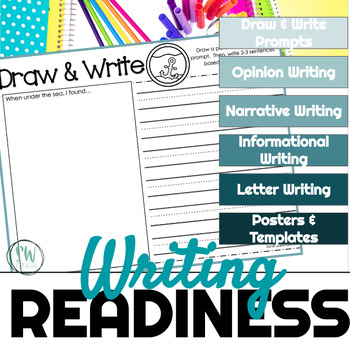 1st Grade WRITING Readiness - Summer Worksheets by Sarah Waltz Education