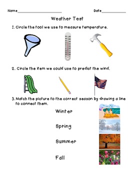 1st Grade Weather Assessment by Natalie Lepp | Teachers Pay Teachers