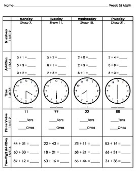 1st Grade Weekly Common Core Homework {Weeks 21-30} by Teacher's Cabinet